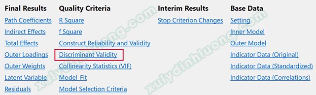 Đánh giá giá trị phân biệt của thang đo bằng chỉ số HTMT trong SmartPLS