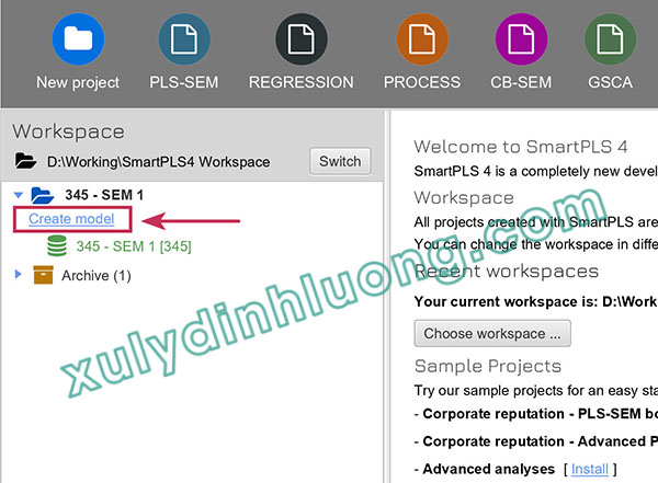 Vẽ mô hình và xuất/nhập dự án trong SmartPLS 4