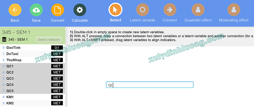Vẽ mô hình và xuất/nhập dự án trong SmartPLS 4