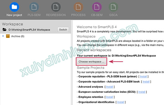 Tạo Workspace, Dự án và Khai báo Dữ liệu trong SmartPLS 4