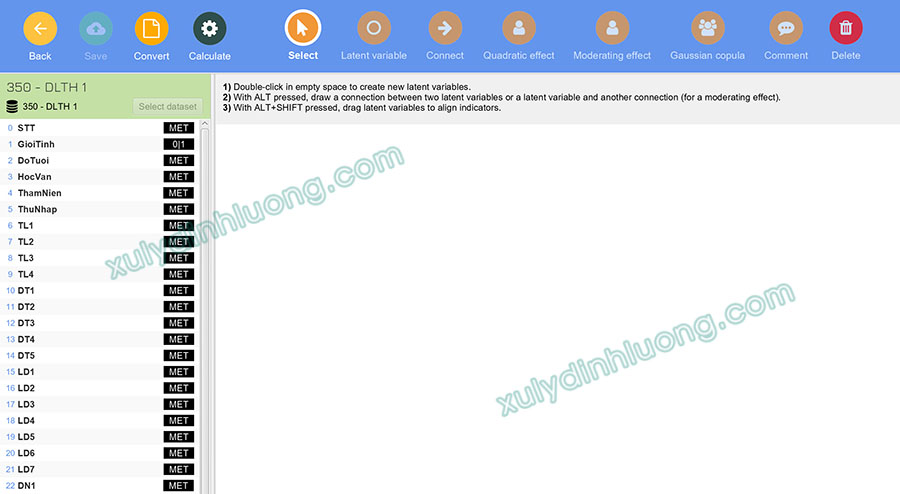 Import dữ liệu Excel, CSV, SPSS vào SmartPLS 4